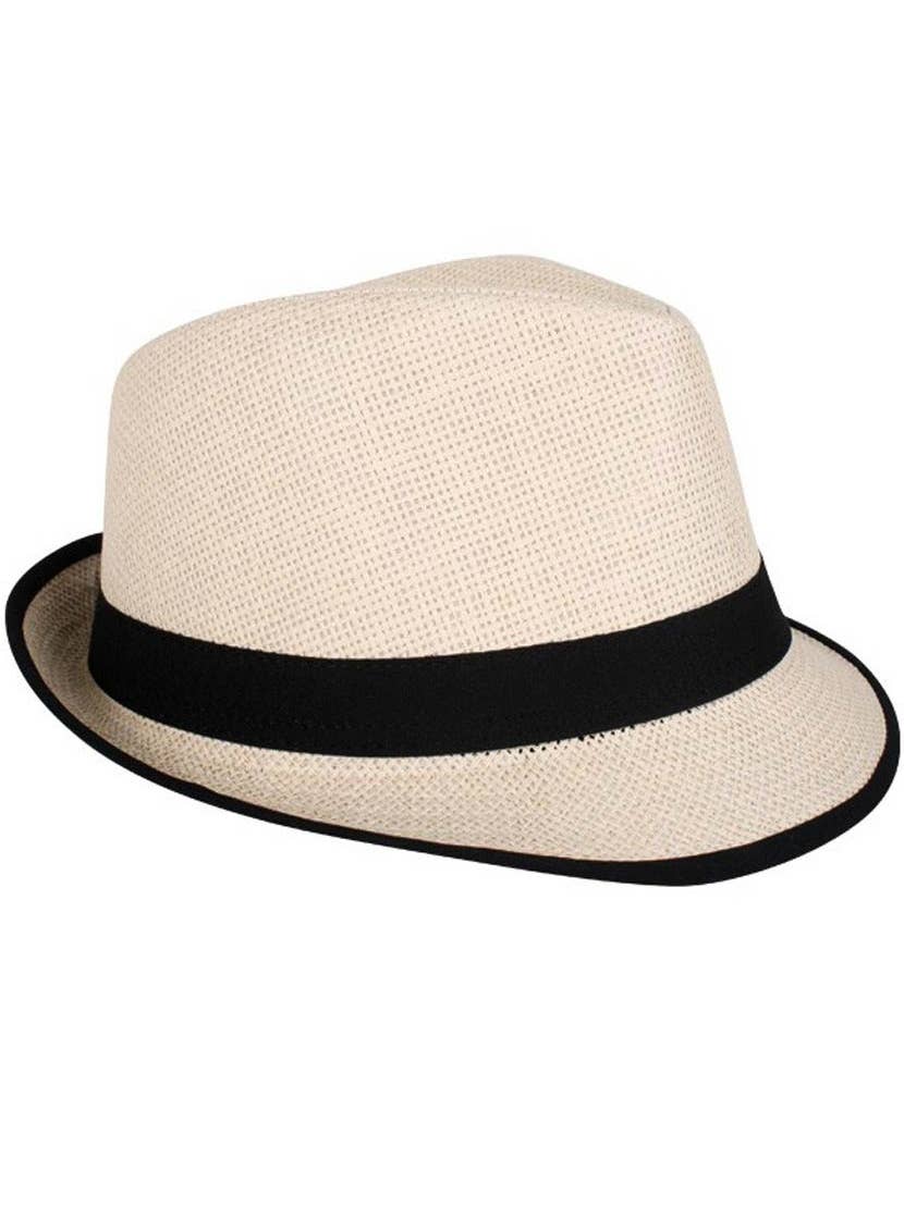 Cream Woven Straw  Trilby Hat 