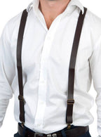 Brown Leather Look Costume Accessory Suspenders Main Image