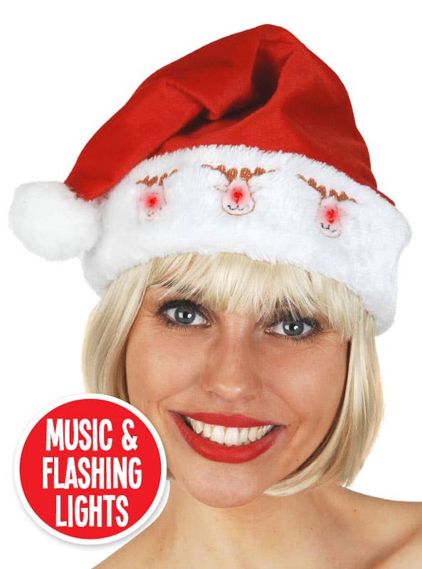 Musical Light Up Reindeer Christmas Costume Hat