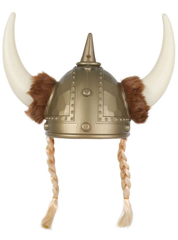 Nordic Viking Warrior Costume Helmet with Plaits - Alternate Image