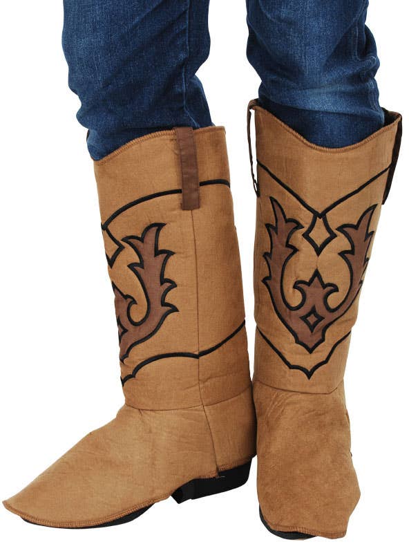 Brown Faux Suede Cowboy Costume Boot Covers