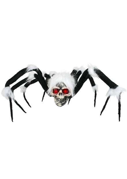 Large Black and White Light Up Spider Decoration with Skull