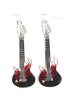 Red Rock Star Guitar Costume Earrings