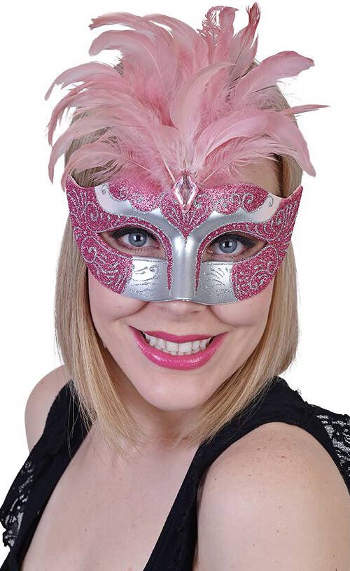 Gabrielle Womens Pink Masquerade Mask - Main Image
