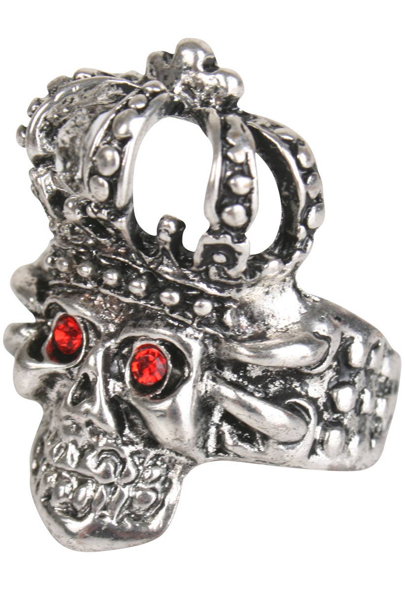 Large Silver Royal Skull Costume Ring Accessory