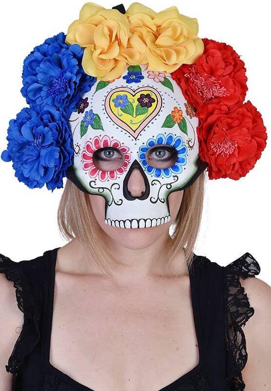 Image of Sugar Skull Full Face Womens Floral Masquerade Mask