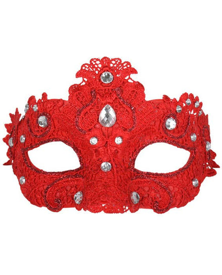 Elegant Red Lace Masquerade Mask for Adults