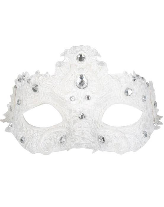 White Crystal Lace Masquerade Mask for Adults