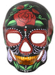 Black Full Face Sugar Skull Mask With Red Roses