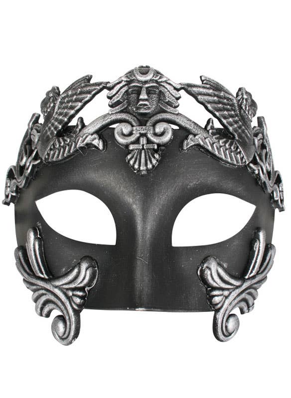 Men's Black And Silver Centurion Masquerade Mask Alternative