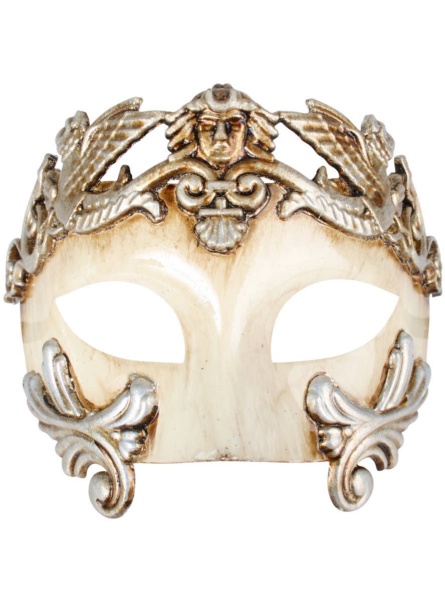 Ivory White Men's Roman Style Masquerade Mask