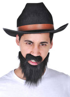 Men's Black Bushy Colonial Costume Beard And Moustache Set