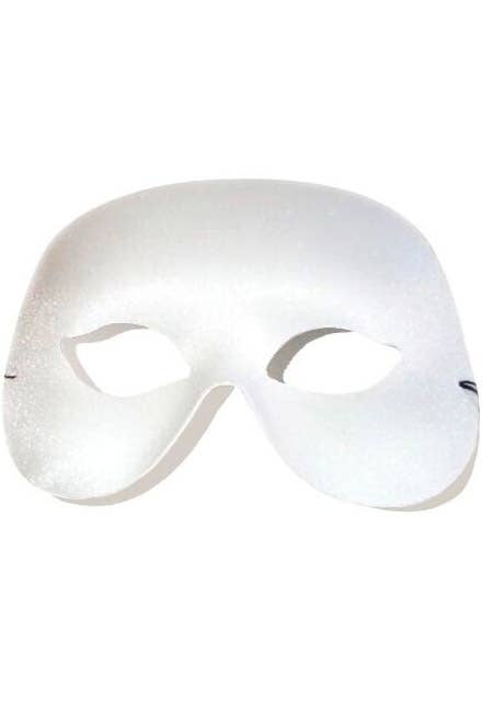 White Plastic Half Face Masquerade Mask with Elastic