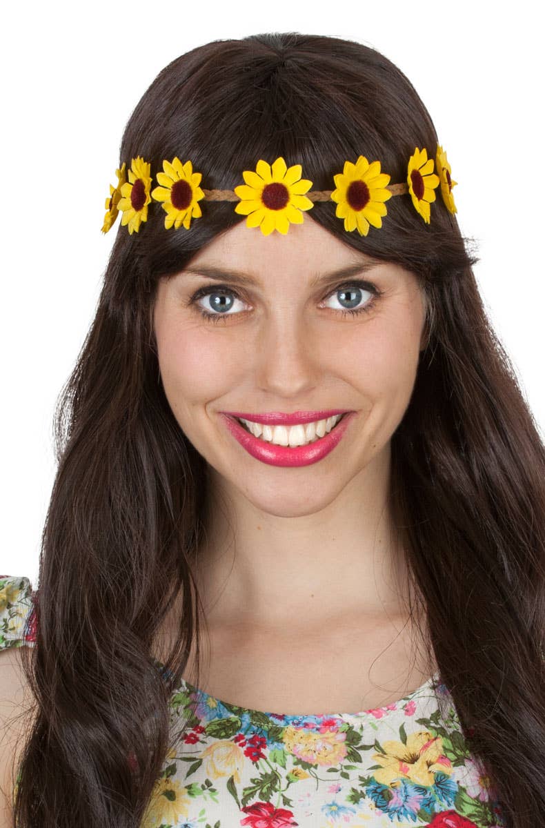 Women's 70's Hippie Yellow Daisy Chain Costume Headpiece
