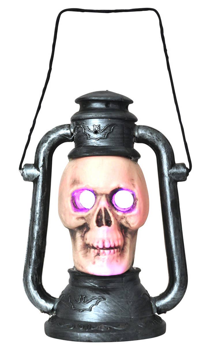 Plastic Skull Lantern Halloween Decoration with Light Up Eyes
