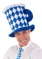 Adult's Blue and White Checkered Oktoberfest Beer Hat
