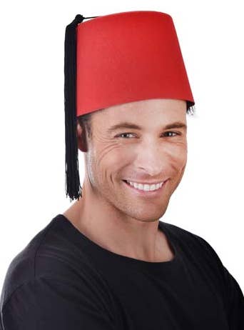 Adult's Red Fez Middle Eastern Costume Hat Accessory - Main Image