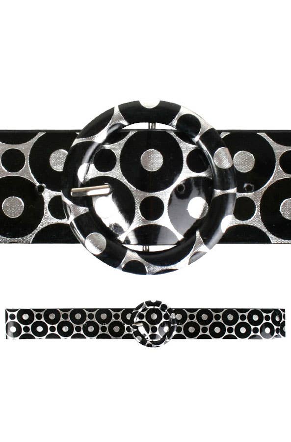 Black and Silver Mod 60s Costume Belt - Main Image