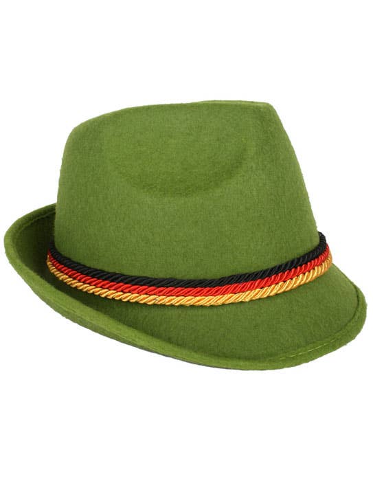 Green German Costume Hat with Black, Red and Yellow Hat Band 