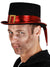 Black Halloween Costume Top Hat with Metallic Red Hatband and Edges - Main View