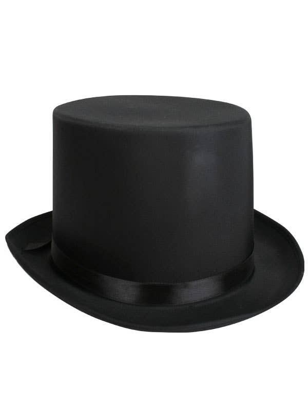 Black Satin Top Hat Costume Accessory Front View