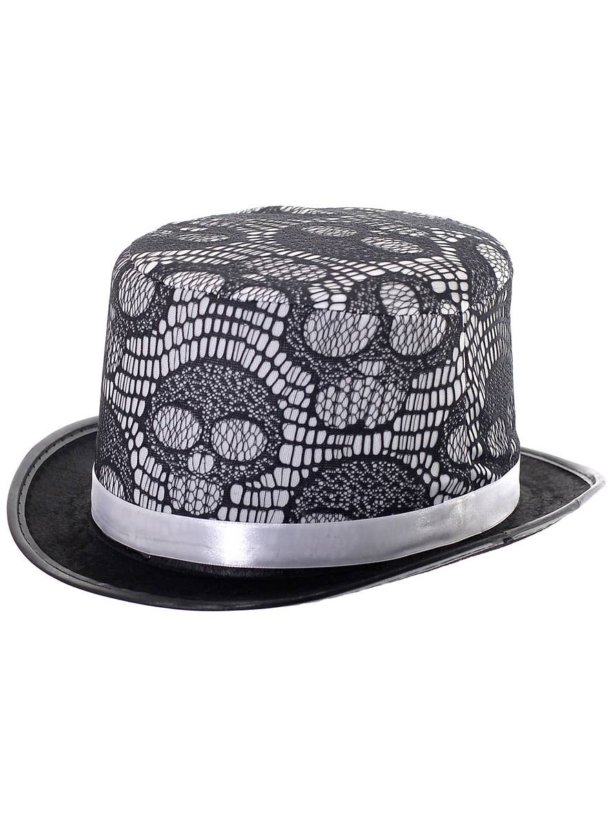 Black and White Skull Lace Top Hat Costume Accessory