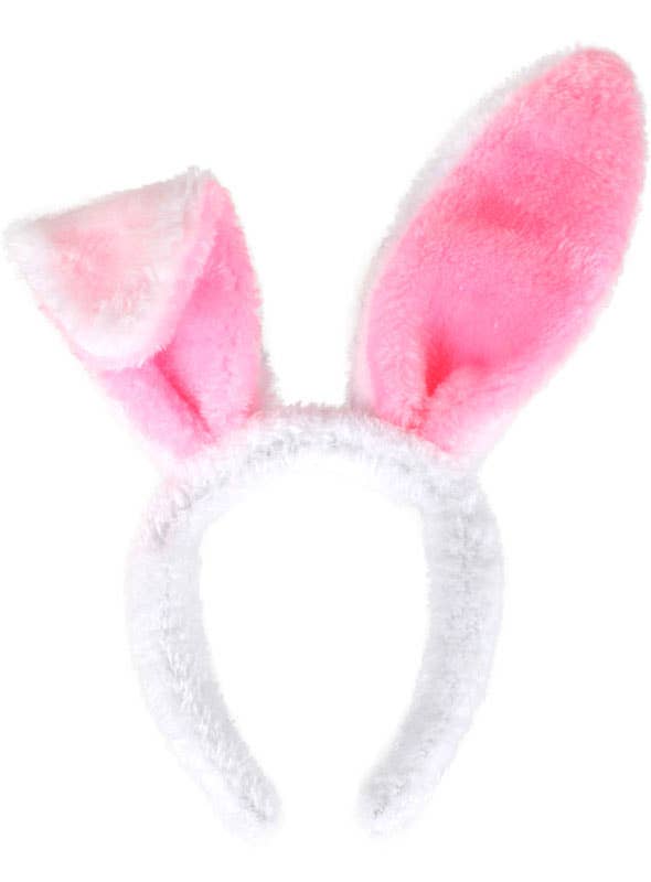 Bendable White and Pink Bunny Ears Costume Headband - Alternative View