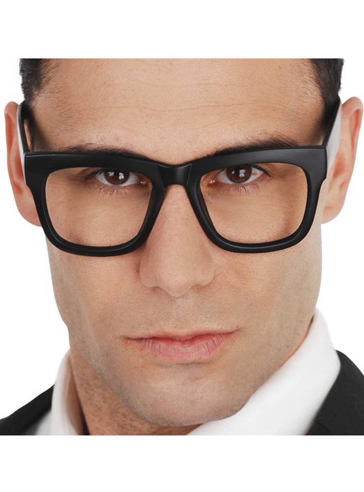 Black Square Rimmed Nerd Glasses No Lenses Costume Accessory