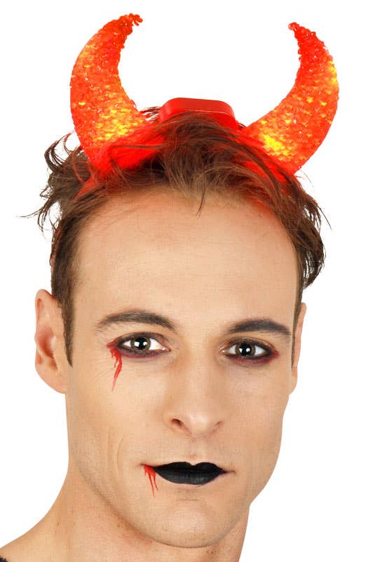 Red Light Up Devil Horns Costume Headband