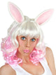 White and Pink Miss Bunny Women's Curly Costume Wig