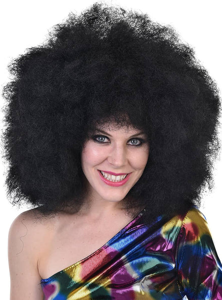 1970's Women's Mega Huge Curly Black Afro Wig Costume Accessory Main Image