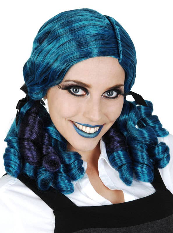Curly Blue Dead Doll Women's Costume Wig
