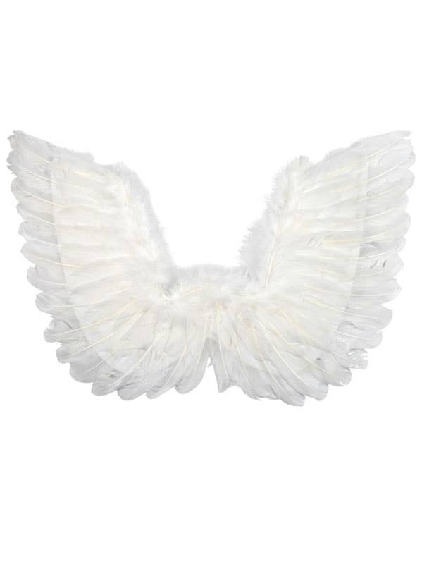 Pointed White Feather Angel Costume Wings - Alternative View