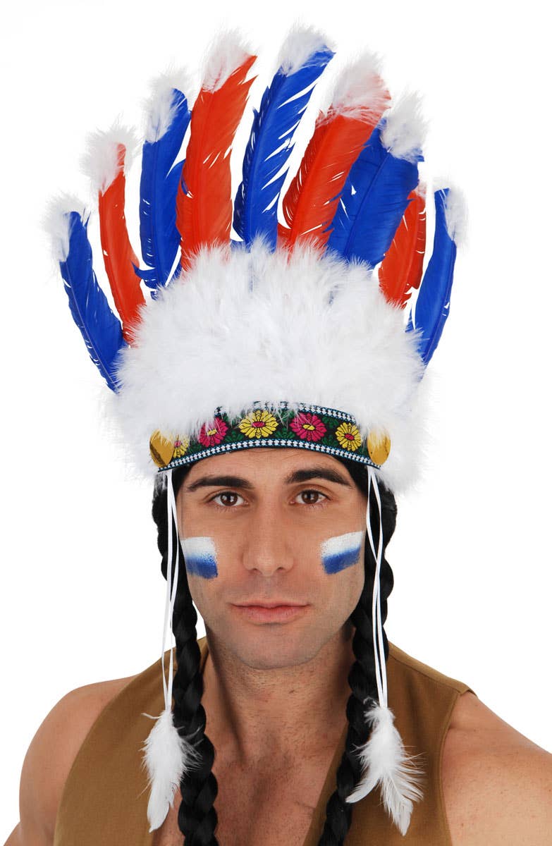 Men's Native American Indian Large Feather Headdress