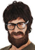 Stick On Brown Faux Hair Hipster Costume Beard and Moustache Set
