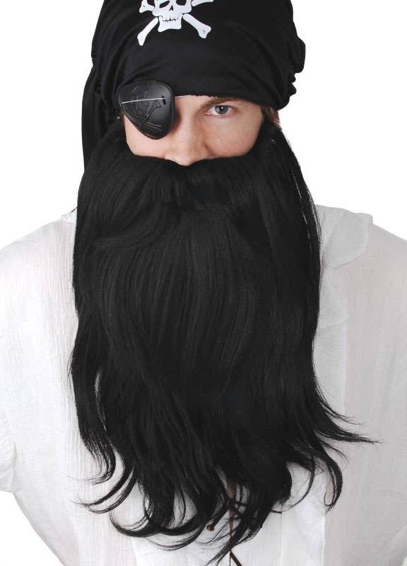 Long Black Bushy Pirate Men's Costume Beard