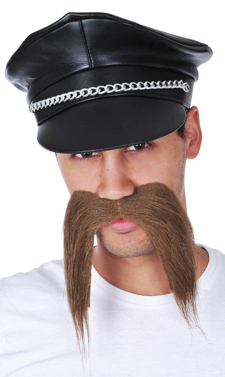 Men's Brown Bad Biker Novelty Costume Moustache Main Image