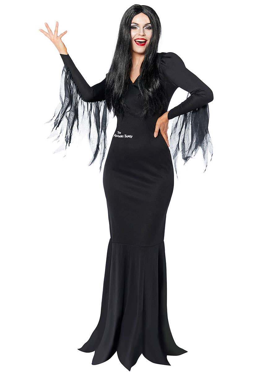 Image of Morticia Addams Women's Plus Size Halloween Costume - Main Image