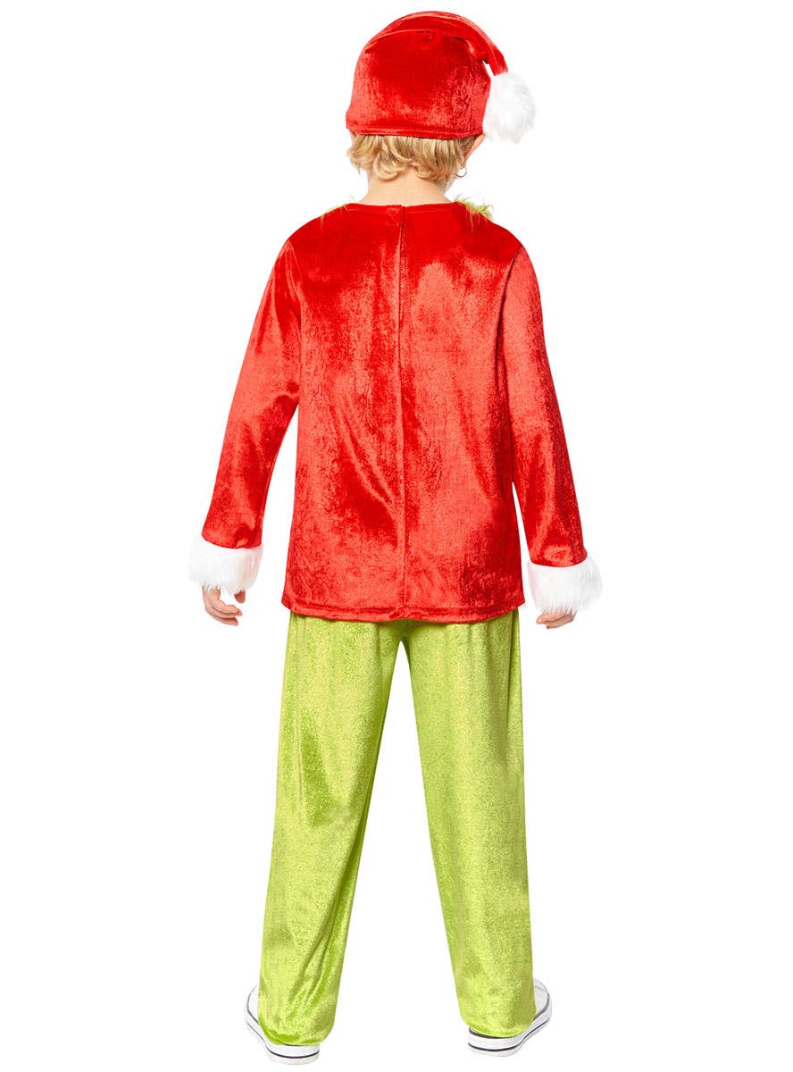 Image of Dr Seuss The Grinch Boys Christmas Costume - Back Image