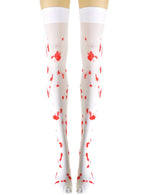 Image Of Blood Splatter Women's White Thigh High Halloween Stockings