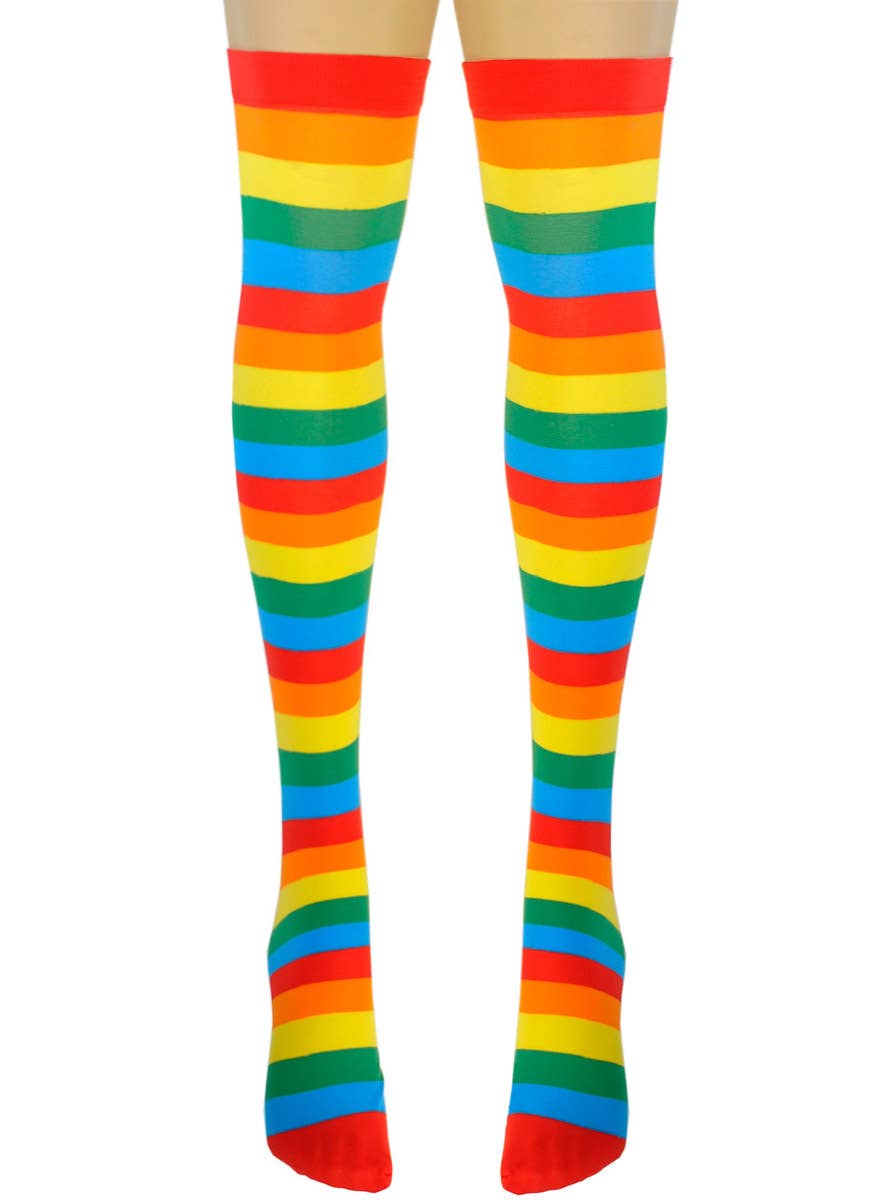 Image of Thigh High Rainbow Striped Women's Costume Stockings
