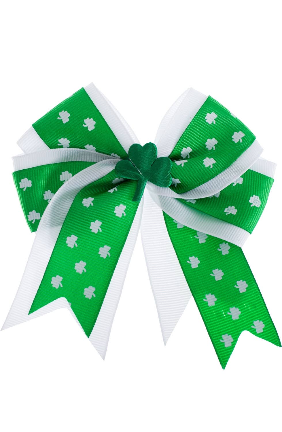 Green and White St Patrick's Day Hair Bow Costume Accessory