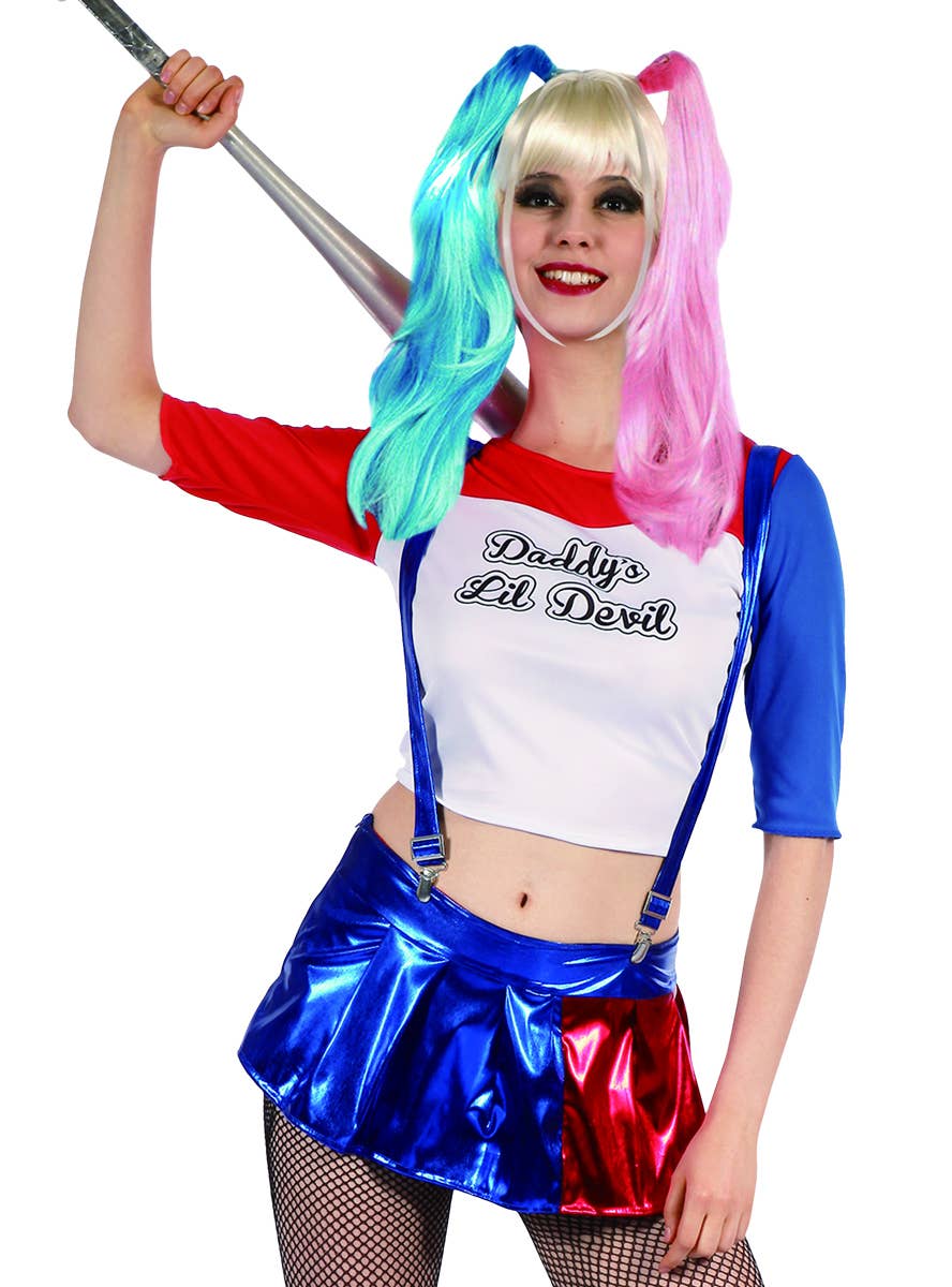 Daddy's Lil Devil Women's Sexy Harley Quinn Inspired Costume Close Image