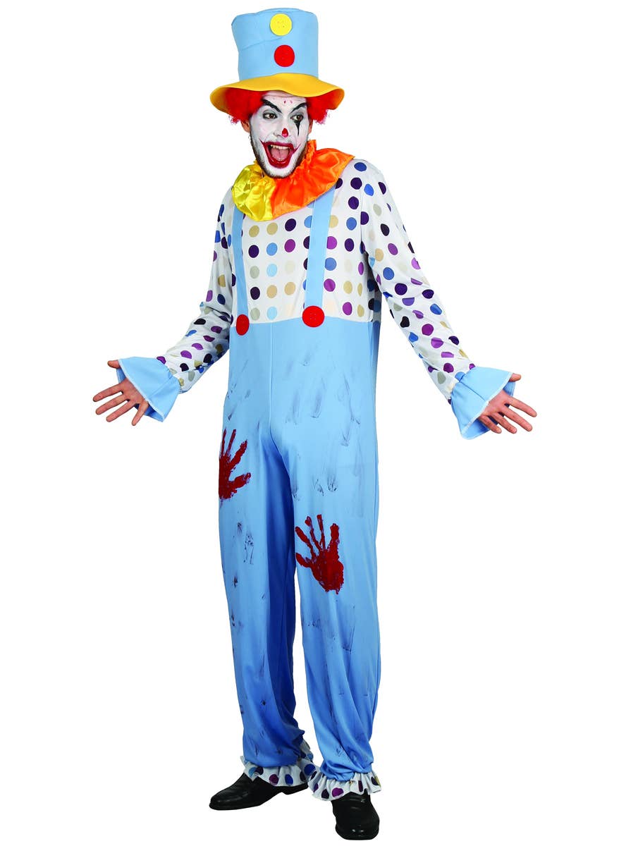 Men's Bloody Hands Evil Clown Halloween Fancy Dress Costume Main Image