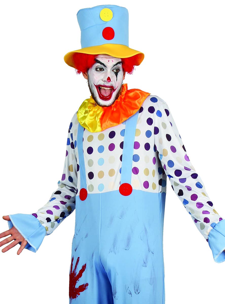 Men's Bloody Hands Evil Clown Halloween Fancy Dress Costume Close Image