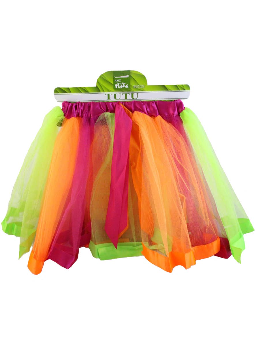 Image of Layered Pink, Orange and Green Womens Fairy Tutu