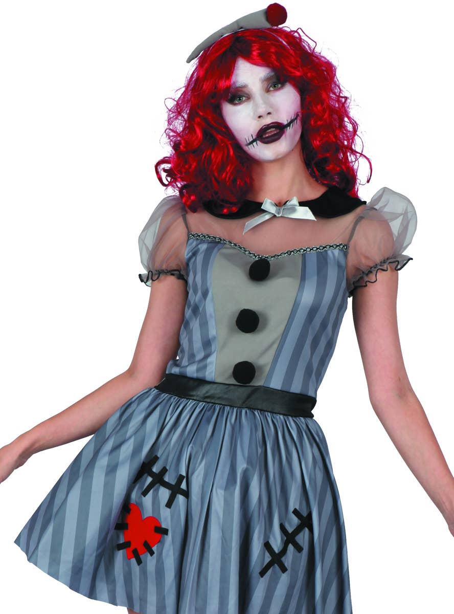 Image of Voodoo Doll Women's Halloween Horror Costume - Close Up Image