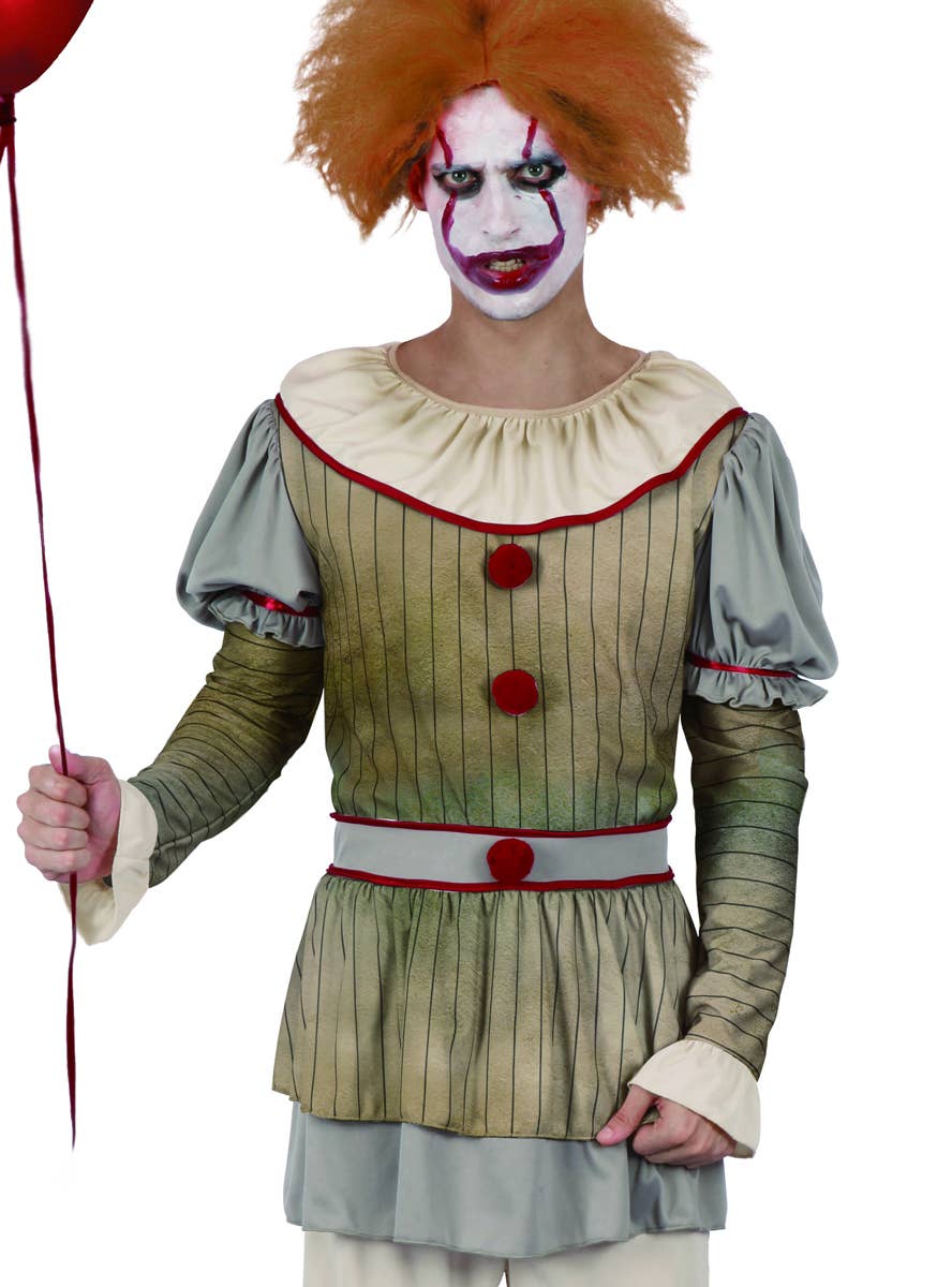 Pennywise Inspired Men's Halloween Fancy Dress Costume Close Image