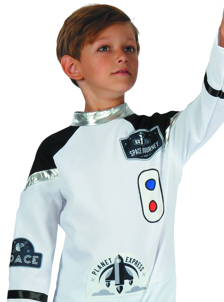 Astronaut Boys White Space Man Costume - Close Up