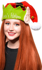 Christmas Santa's Helper Elf Costume Hat Accessory with Ears and Bells Main Image